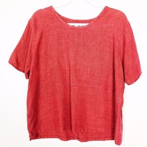 Flax Red Top 100% Linen Medium